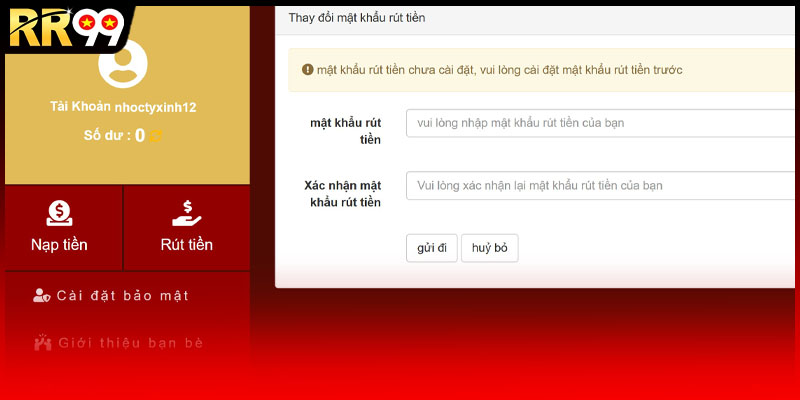 Giao dịch rút tiền Rr99 diễn ra nhanh chóng